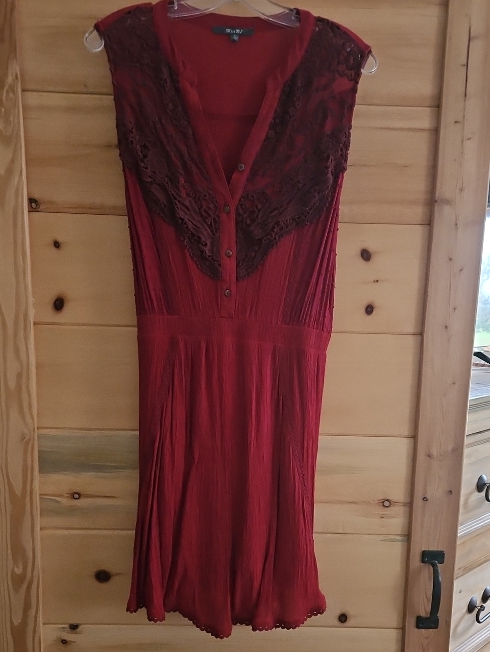Miss Me Women's Red Lace-Trim Sleeveless Dress